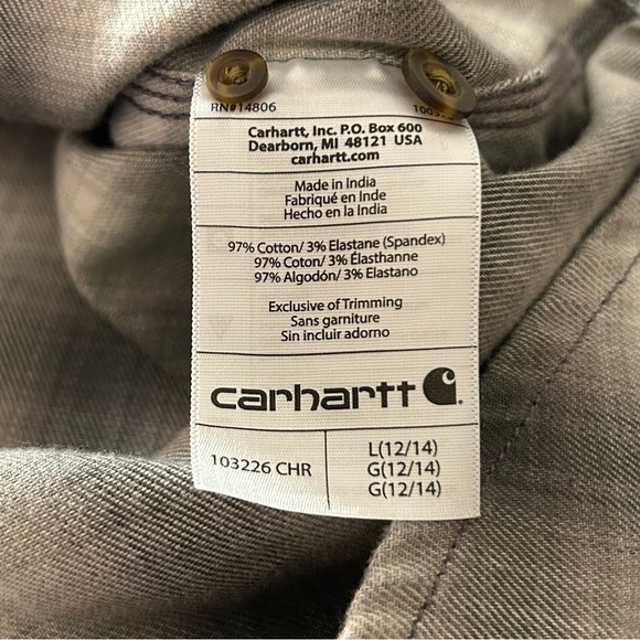 Carhartt Women's Plaid Button Down Shirt Long Sleeve Gray Size Large - Picture 5 of 8